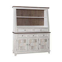 Farmhouse 5-Drawer Server and Hutch with Shingle Accents