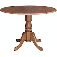 Transitional Round Dining Table with Drop Leaves