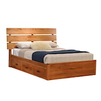 Transitional California King Slat Bed with 2-Drawer Units