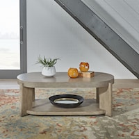Contemporary Faux Concrete Oval Cocktail Table