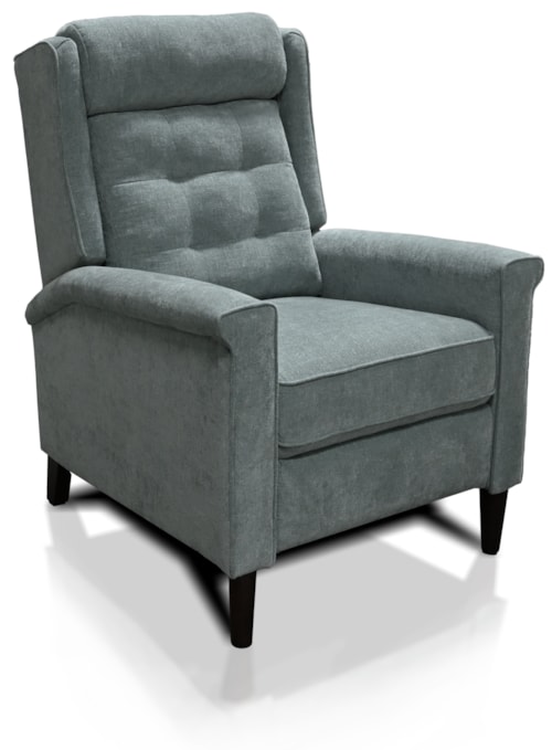Transitional High Leg Push Back Recliner with Button Tufting