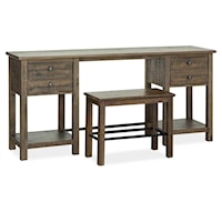 Transitional Rustic Rectangular Sofa Table with Stool 