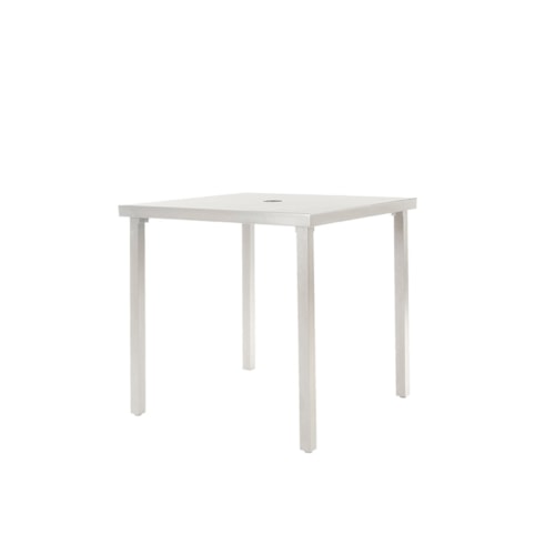 36" X 36" Dining Table With Aluminum Top And Umbrella Hole - Bone