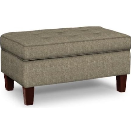 Transitional Storage Ottoman with Button-Tufted Seat