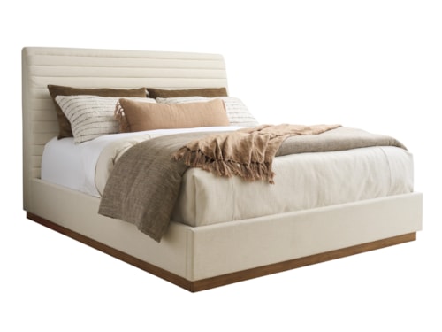Transitional Queen Bed with Channel Tufting