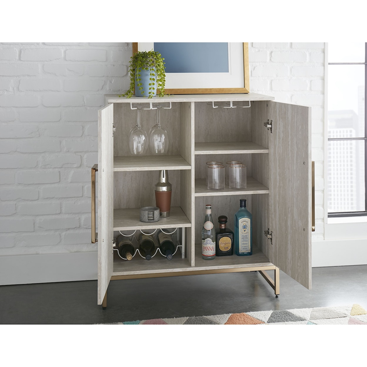 Prime Larkin Faux Marble Wine Cabinet