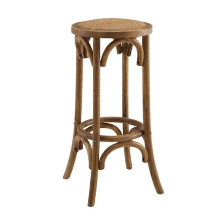 Backless Bar Stool with Rattan Seat