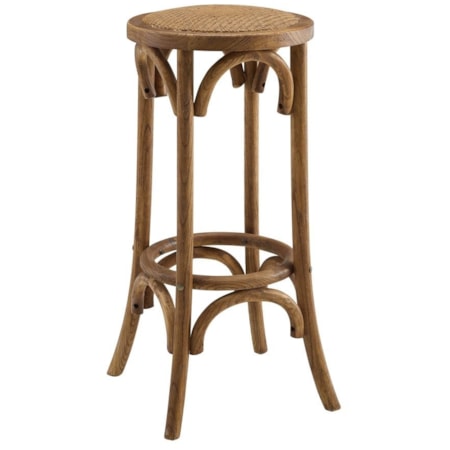 Backless Bar Stool with Rattan Seat