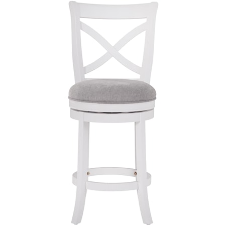 X-Back White Wooden Barstool