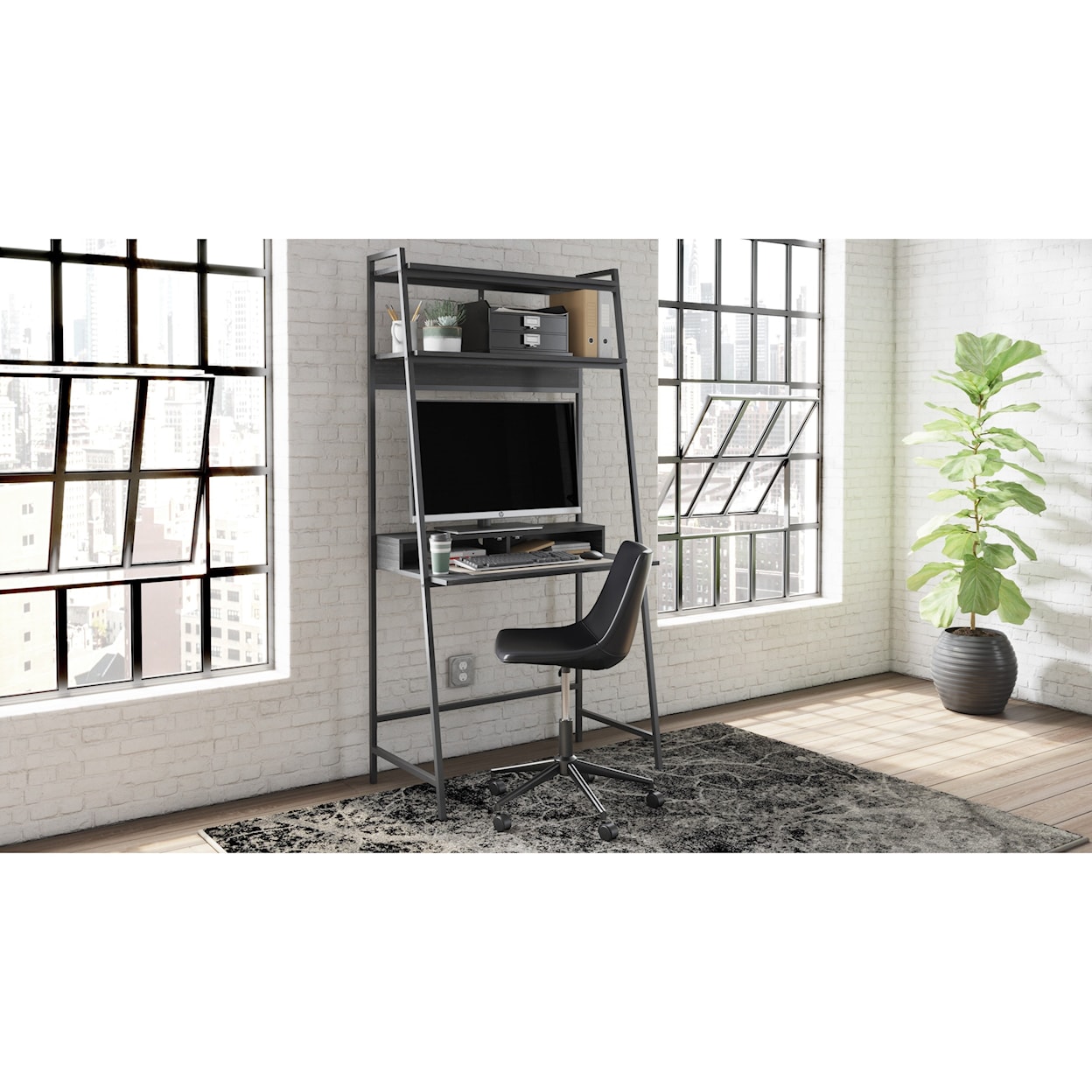 Ashley Signature Design Yarlow Home Office Desk and Shelf