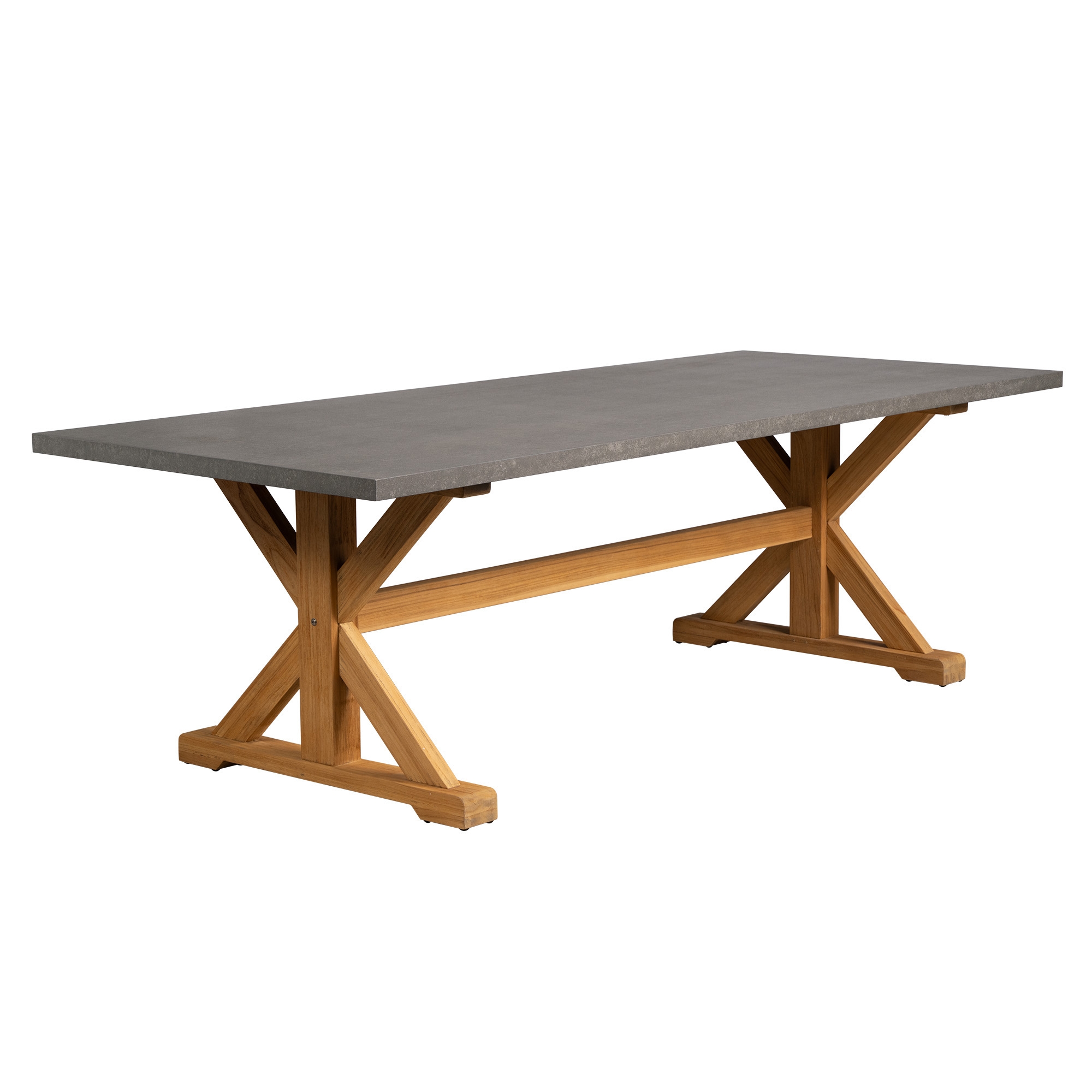 94" Teak Trestle Dining Table w/Ceramic Top