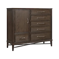 Transitional 6-Drawer Gentleman's Chest with Adjustable Shelves