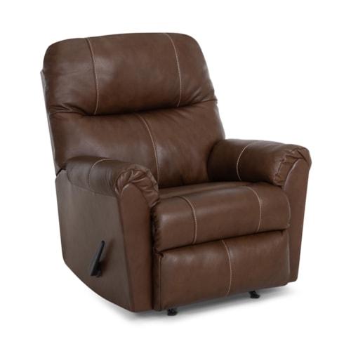 Transitional Manual Rocker Recliner with Pillow Arms