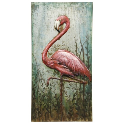 Handmade Metal Flamingo 3D Wall Art