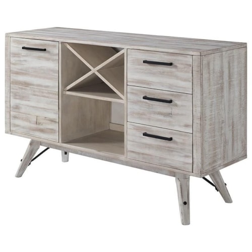 Contemporary 3-Drawer Server with Wine Bottle Storage