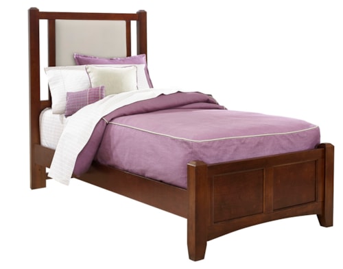 Transitional Upholstered Twin Bed with Panel Footboard