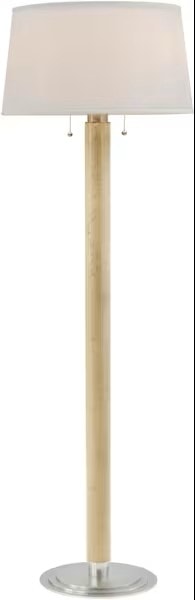 Transitional Wood Floor Lamp with Brass Accents