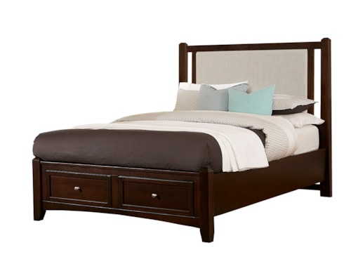 Transitional Upholstered King Bed with Footboard Storage