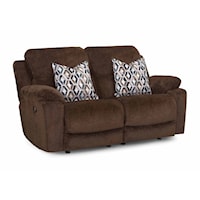 Casual Manual Rocking Reclining Loveseat with Pillow Arms