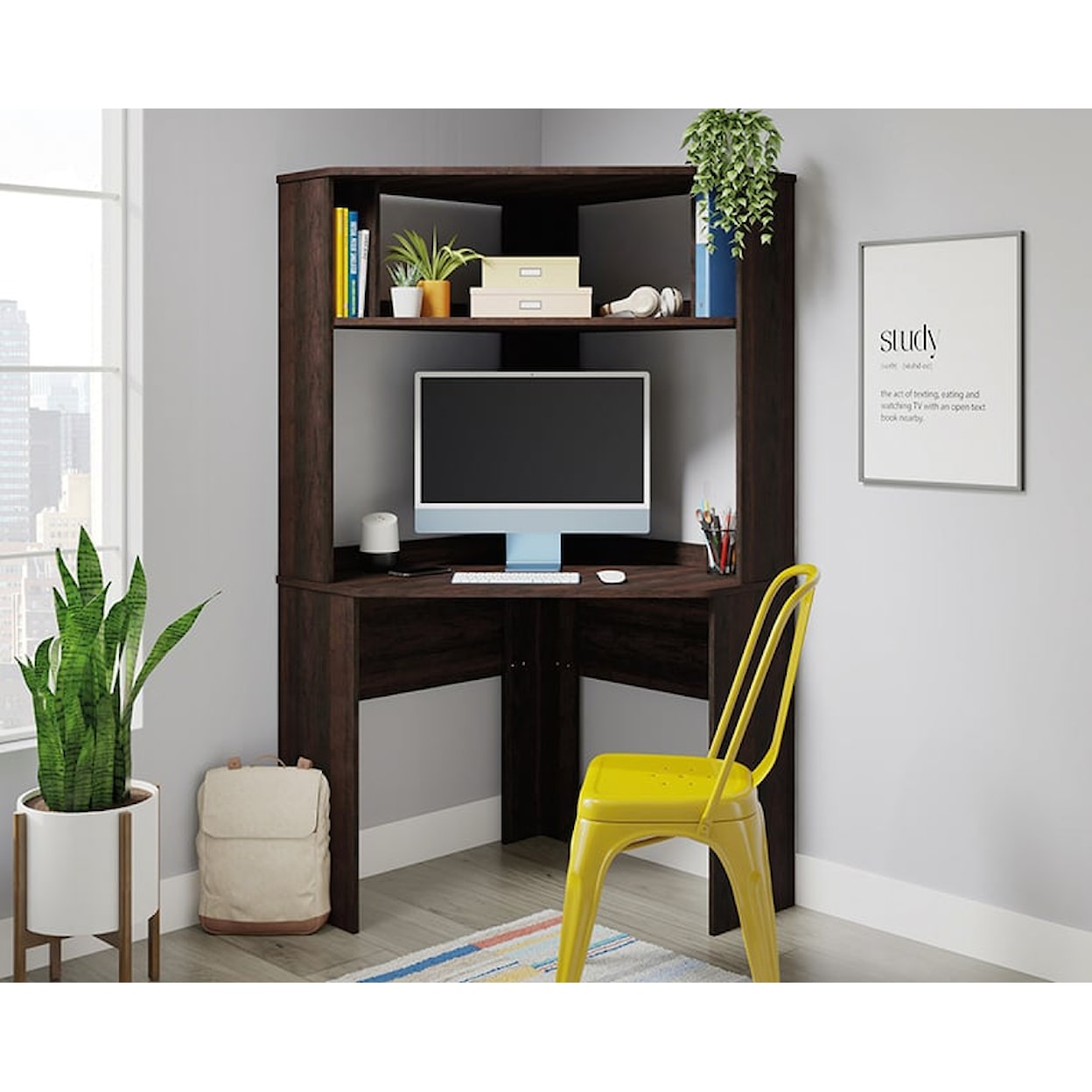 Sauder Beginnings Corner Desk with Hutch & Shelves