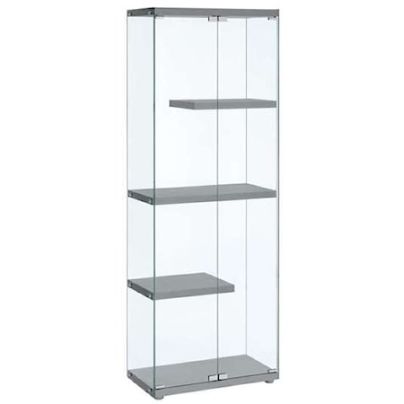 Transitional Floating Shelf Glass Cabinet