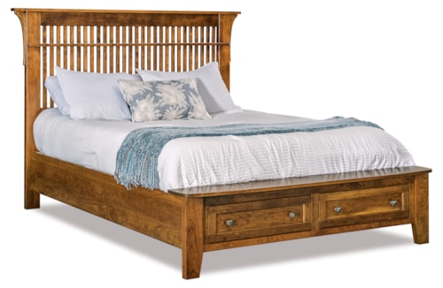Traditional Queen Spindle Bed with Storage Footboard