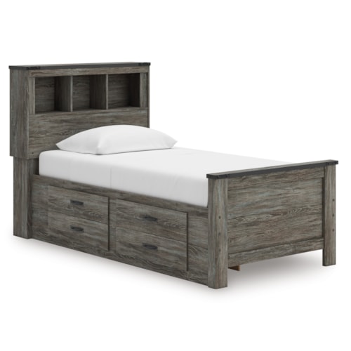Twin Bookcase Panel Bed With Storage