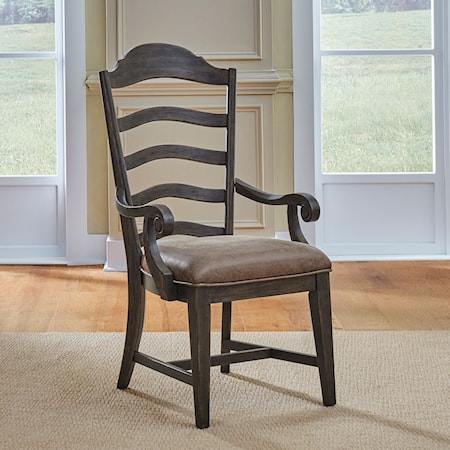 Upholstered Ladder-Back Arm Chair