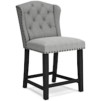 Counter Height Bar Stool with Tufted Wingback