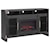 Aspenhome Quincy Transitional Fireplace Console Table with Open Shelving and Glass Doors