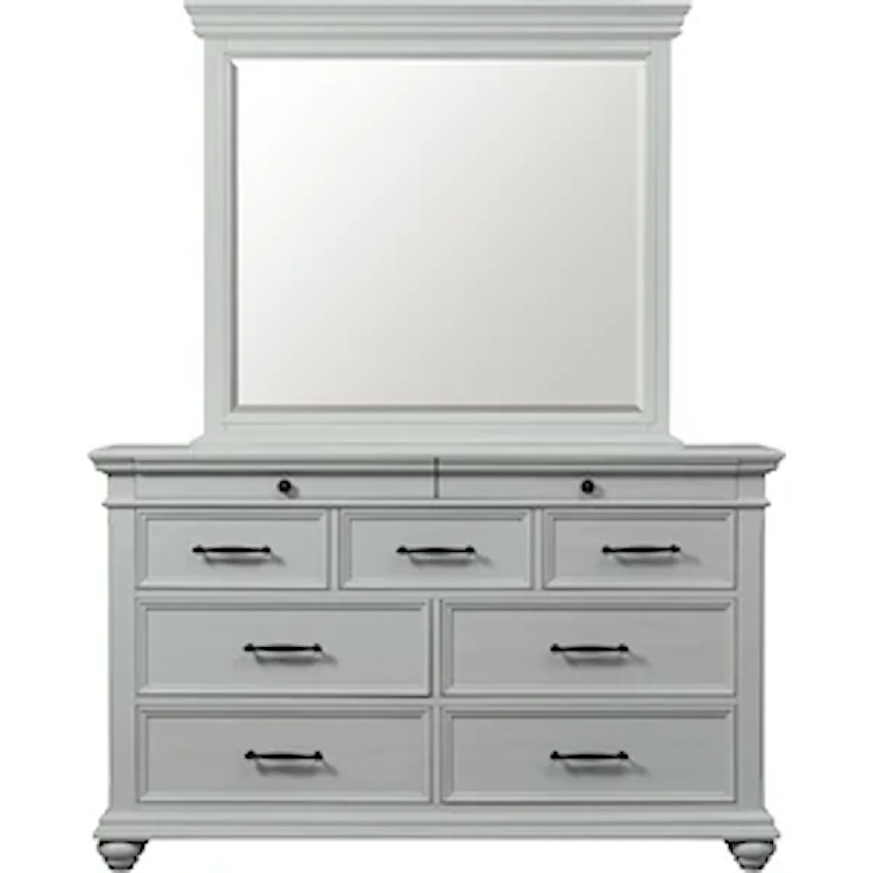 Elements International Slater Dresser Mirror with Light Grey Trim