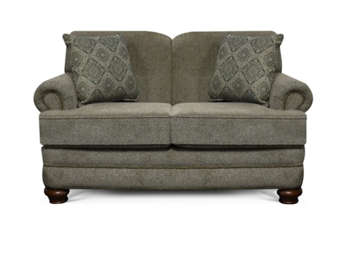 Traditional Loveseat with Scrolled Back