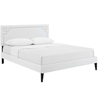 Queen Vinyl Platform Bed with Squared Tapered Legs