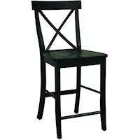 Farmhouse X-Back Counter Stool in Black