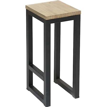 Iron Bar Stool w/Wood Seat