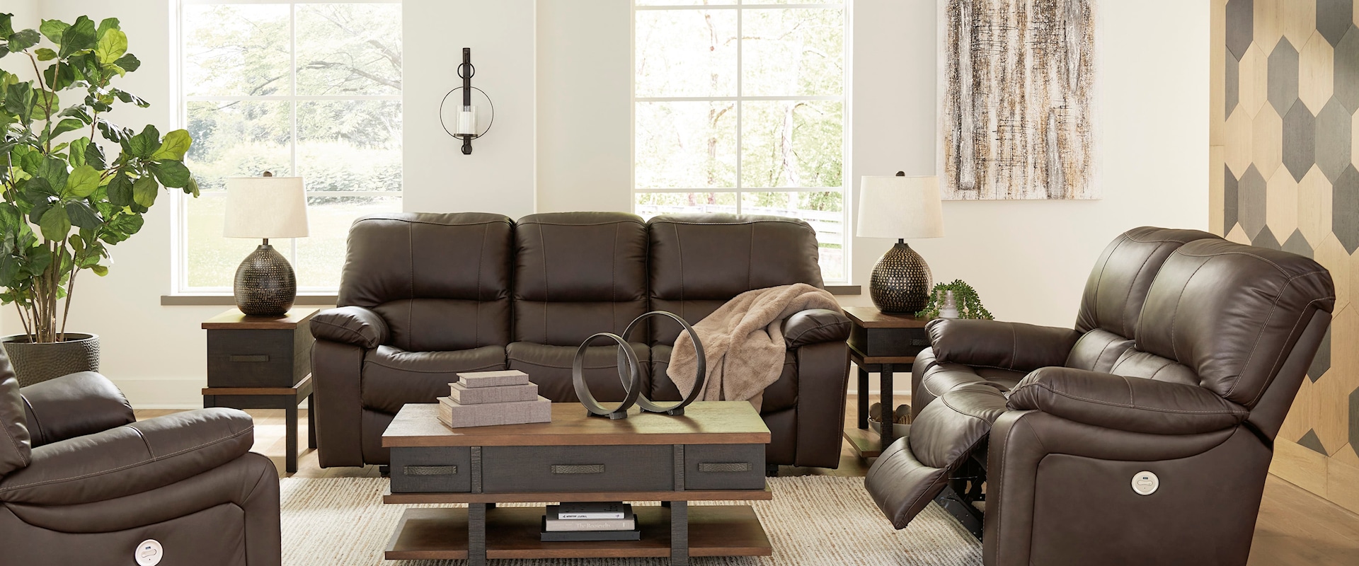 Leather Power Living Room Set