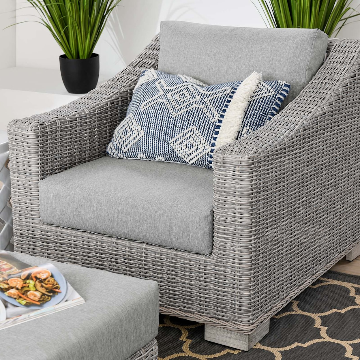 Modway Conway Outdoor 2-Piece Armchair and Ottoman Set