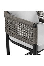 Armen Living Alegria Contemporary Outdoor Swivel Barstool with Rope Detailing