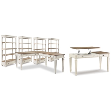 Lift-Top Desk, L-Shaped Desk And 4 Bookcases