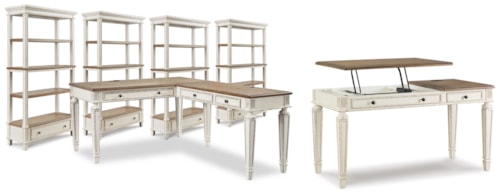 Lift-Top Desk, L-Shaped Desk And 4 Bookcases