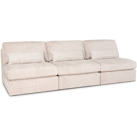 Casual Armless Minimal Sofa with Oblong Throw Pillows