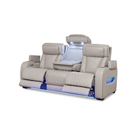 Power Reclining Sofa w/LED, Heat & Massage, USB and USB-C Ports, Dropdown Table with Cupholders
