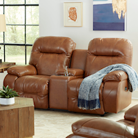 Casual Space Saver Loveseat with Storage Console