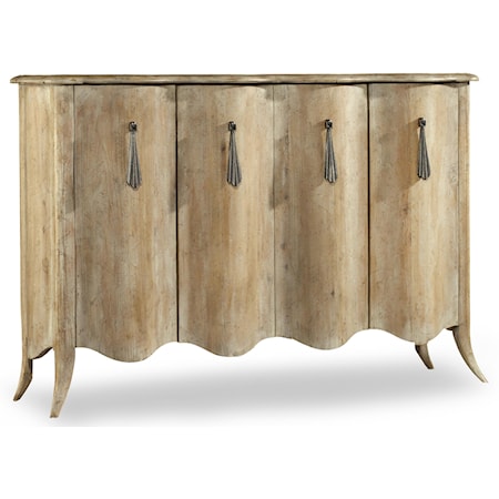 Transitional Four Door Credenza with Adjustable Shelves