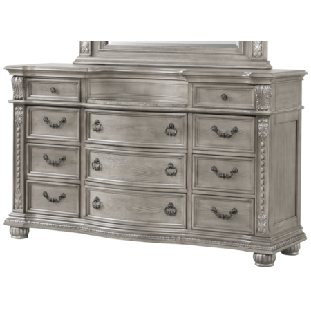 Lifestyle Leigha C0401A-N45 Traditional 11-Drawer Dresser with Marble Insert | Royal Furniture | Dresser + Mirror Combo Lifestyle Leigha C0401A-N45 Traditional 11-Drawer Dresser with Marble Insert | Royal Furniture | Dresser + Mirror Combo