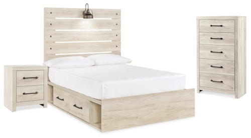Full Panel Bed With Storage, Chest And Nightstand