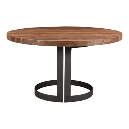 Bent Round Dining Table 54&quot; Natural Brown