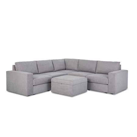 5-Seat Sectional Sofa and Storage Ottoman