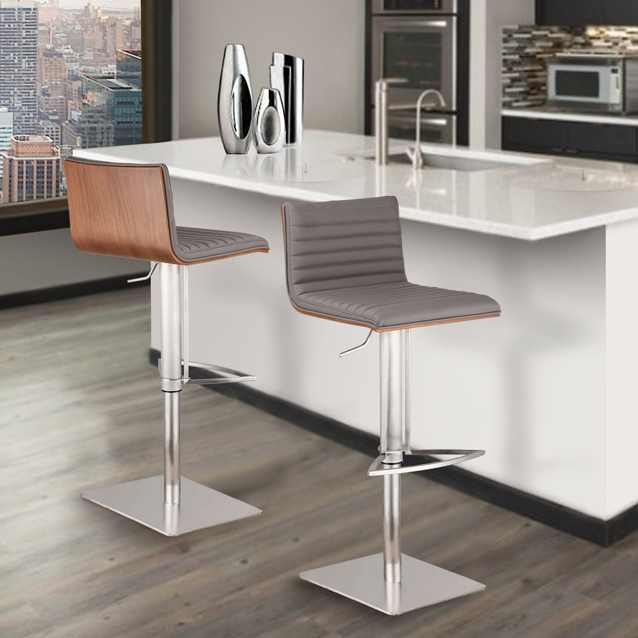 Armen Living Cafe Adjustable Swivel Barstool