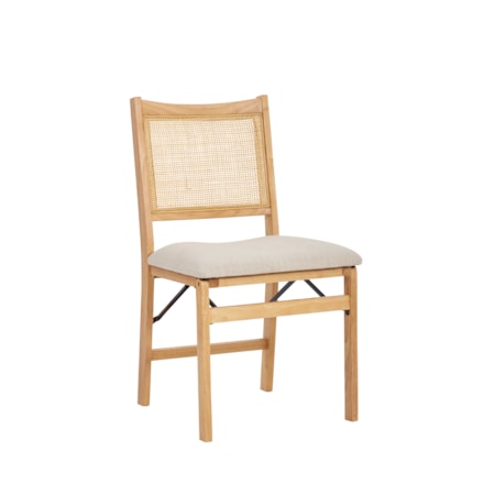 Rattan Cane Folding Dining Side Chair, Beige